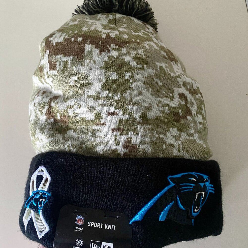 RARE 100% New Era 2015 Carolina Panthers Salute To Service Knit Hat NFL Sport